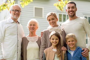Image showing happy family in front of house outdoors
