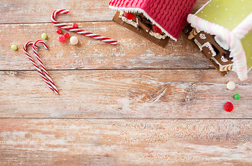 Image showing closeup of beautiful gingerbread houses at home