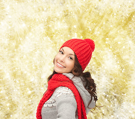 Image showing smiling young woman in winter clothes