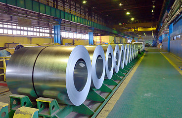 Image showing Rolls of steel sheet