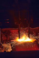 Image showing Gas cutting of the hot metal