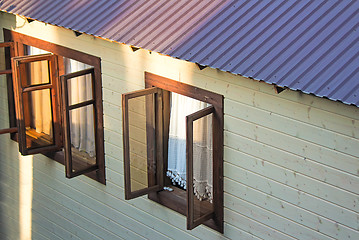 Image showing Detail of the facade of the house with Windows.