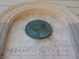 Image showing Nietzsche memorial plaque in Turin