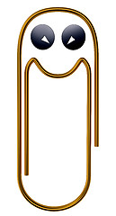 Image showing Illustration of happy gold paper clip