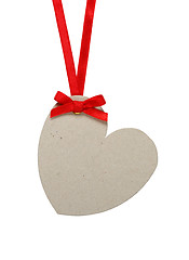 Image showing Heart shaped tag with a bow