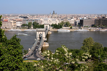 Image showing Danube, Chain Bridge and Budapest view