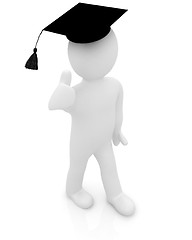 Image showing 3d man in a graduation Cap with thumb up 