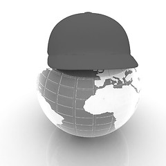 Image showing Earth in a red peaked cap. 3d icon. Concept: 