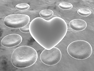 Image showing Heart in red blood cells