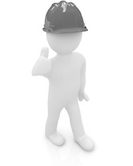 Image showing 3d man in a hard hat with thumb up 