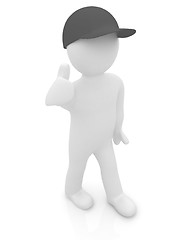 Image showing 3d man in a red peaked cap with thumb up 