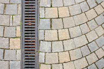 Image showing drainage on stone paved street