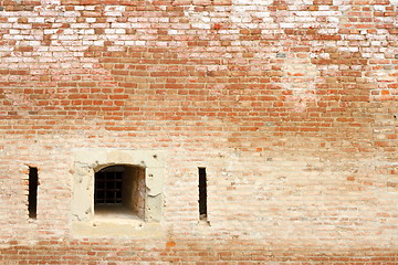 Image showing window on ancient brick wall