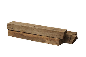 Image showing ancient oak beams on white