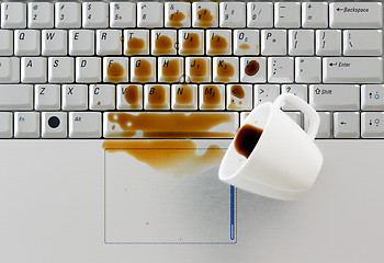 Image showing Coffee spilled on keyboard,