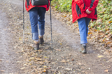 Image showing Older couple hiking