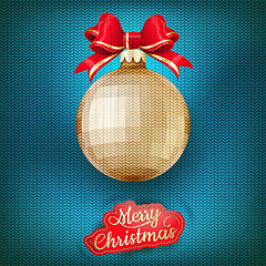 Image showing Christmas label on a knitted background. EPS 10