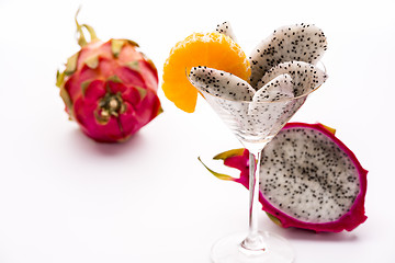 Image showing Wedges of the dragon fruit in a glass
