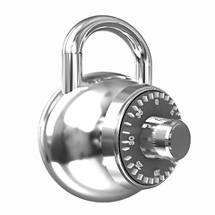 Image showing Illustration of security concept with chrome locked combination 