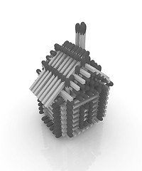 Image showing Log house from matches pattern