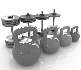 Image showing Colorful weights and dumbbells 