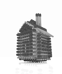 Image showing Log house from matches pattern