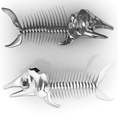 Image showing 3d metall illustration of fish skeleton 