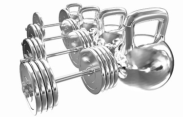 Image showing Metal weights and dumbbells 