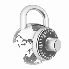 Image showing Illustration of security concept with metal locked combination p