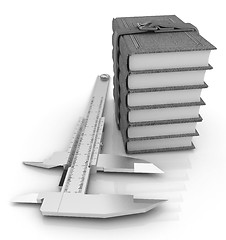 Image showing Vernier caliper and leather professional books. Best professiona