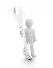 Image showing 3d man - wrench in hands 
