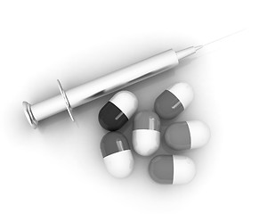 Image showing Pills and syringe 