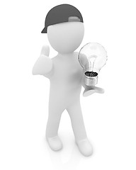 Image showing 3d man with light bulb