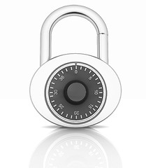 Image showing Illustration of security concept with chrome locked combination 