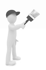 Image showing 3d man with paint brush 