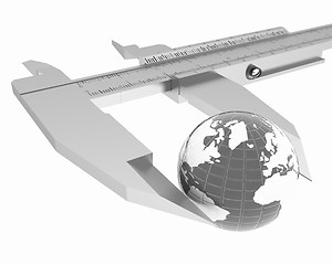 Image showing Vernier caliper measures the Earth. Global 3d concept 