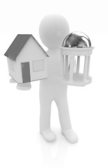 Image showing 3d man with houses and rotunda 