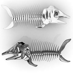 Image showing 3d metall illustration of fish skeleton 