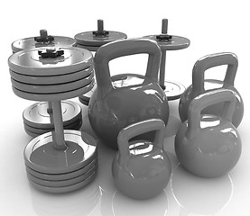 Image showing Colorful weights and dumbbells 