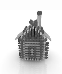 Image showing Log house from matches pattern