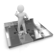 Image showing 3d people - missing piece - jigsaw. 3d render. The concept of ni