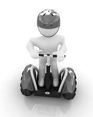 Image showing 3d white person riding on a personal and ecological transport