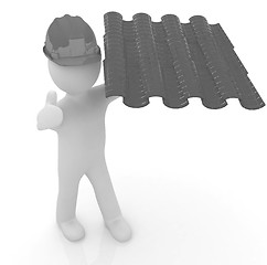 Image showing 3d man presents the roof tiles 