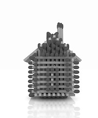 Image showing Log house from matches pattern