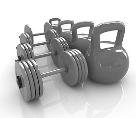 Image showing Colorful weights and dumbbells 