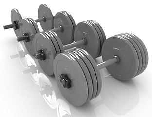 Image showing Colorful dumbbells 