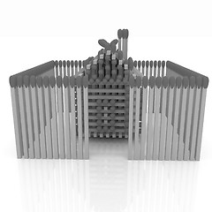 Image showing Log house from matches pattern