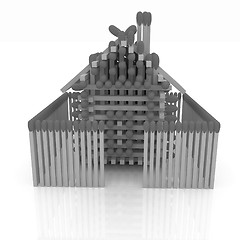 Image showing Log house from matches pattern