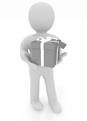 Image showing 3d man gives gift 