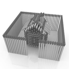 Image showing Log house from matches pattern